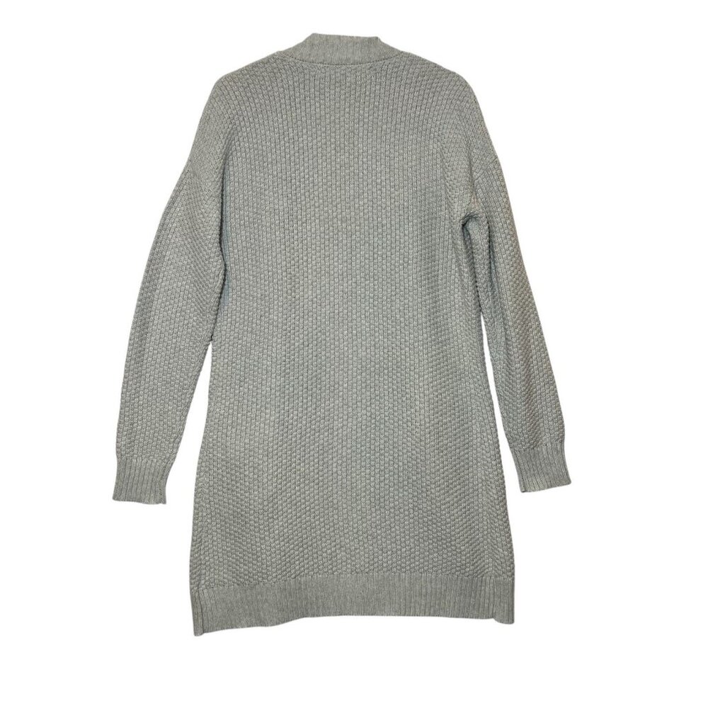 Max Studio Women’s Waffle Knit Sweater Cardigan Medium Size Gray Cotton Blend - Picture 2 of 7